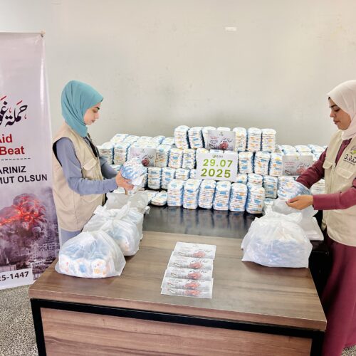 غزي دستك توزع احتياجات للأطفال النازحين في مخيمات الايواء