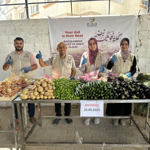 غزي دستك تواصل توزيع سلات الخضار على الأسر النازحة